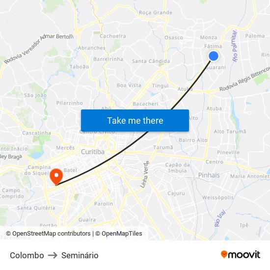 Colombo to Seminário map