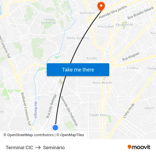 Terminal CIC to Seminário map