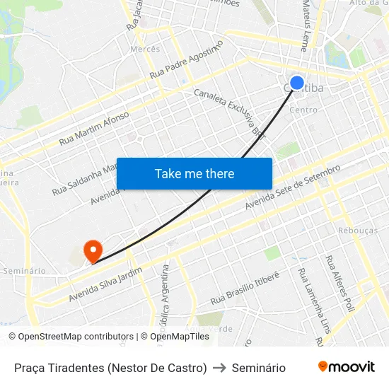 Nestor de Castro to Seminário map