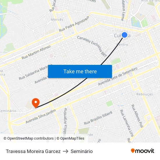 Travessa Moreira Garcez to Seminário map