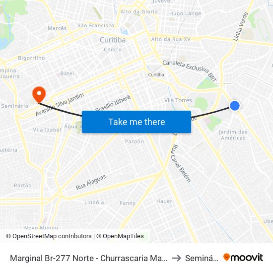 Marginal Br-277 Norte - Churrascaria Marumbi to Seminário map