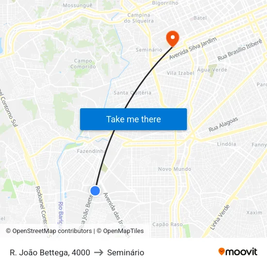 R. João Bettega, 4000 to Seminário map