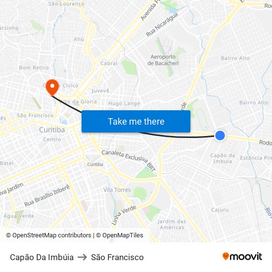 Capão Da Imbúia to São Francisco map
