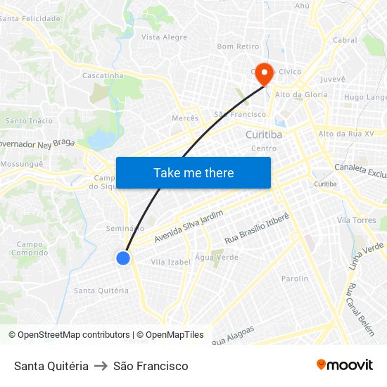 Santa Quitéria to São Francisco map