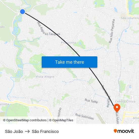 São João to São Francisco map