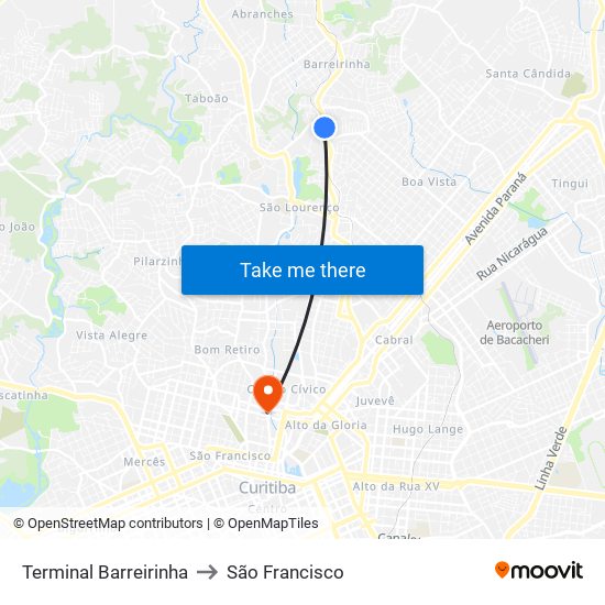 Terminal Barreirinha to São Francisco map