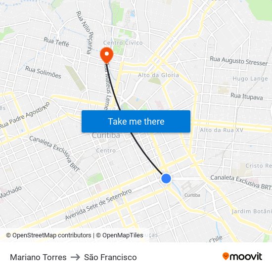 Mariano Torres to São Francisco map
