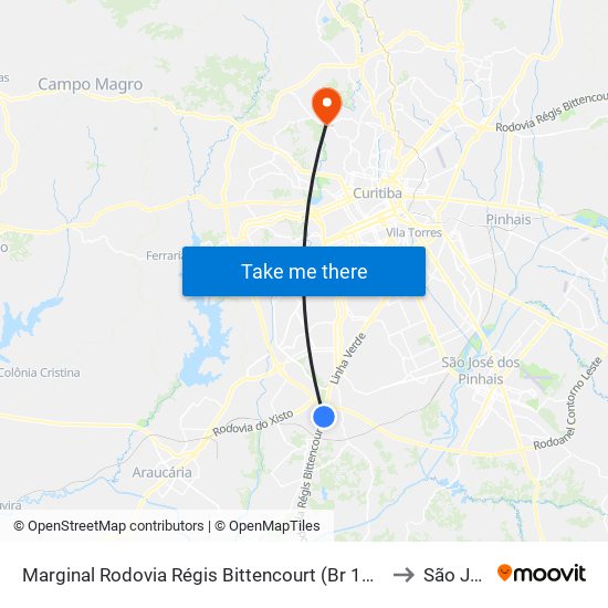 Marginal Rodovia Régis Bittencourt (Br 116) - Ceasa to São João map