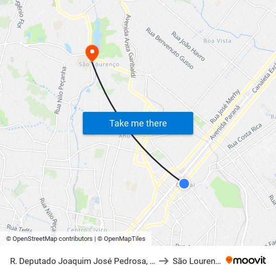 R. Deputado Joaquim José Pedrosa, 402 to São Lourenço map