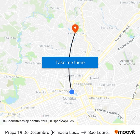 Praça 19 De Dezembro (R. Inácio Lustosa) to São Lourenço map