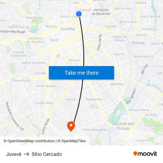 Juvevê to Sítio Cercado map