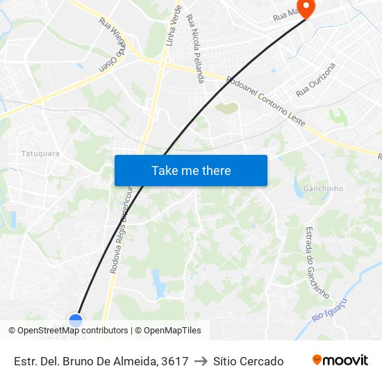 Estr. Del. Bruno De Almeida, 3617 to Sítio Cercado map