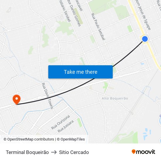 Terminal Boqueirão to Sítio Cercado map