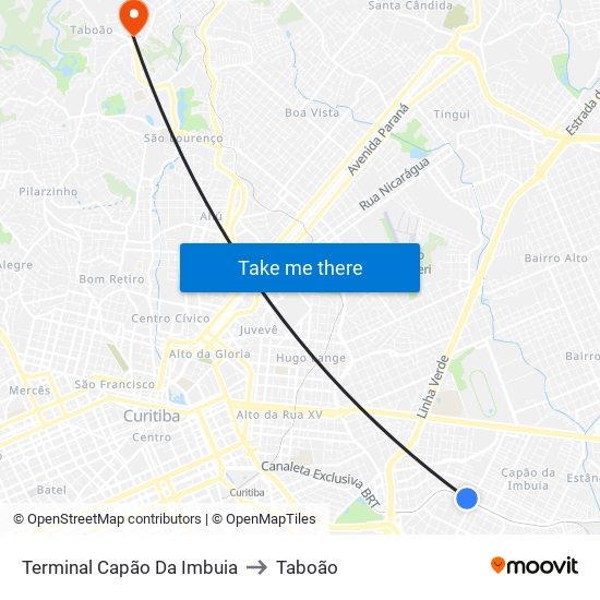 Terminal Capão Da Imbuia to Taboão map