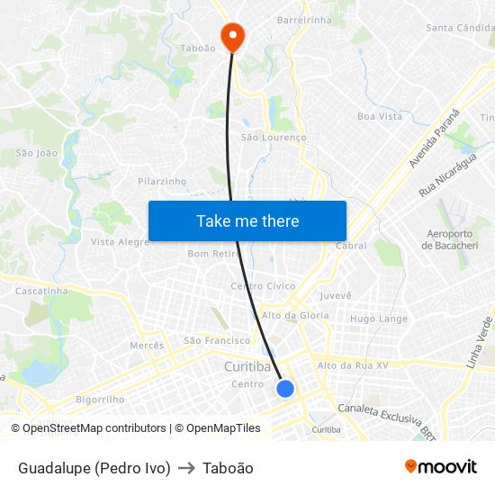 Guadalupe (Pedro Ivo) to Taboão map