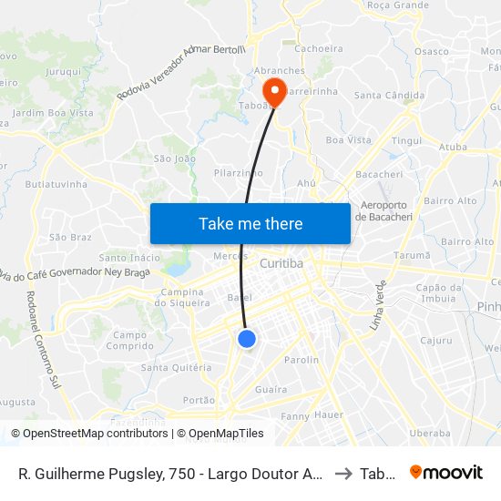 R. Guilherme Pugsley, 750 - Largo Doutor Acir Mullinari to Taboão map