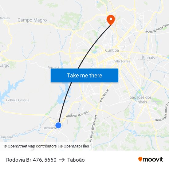 Rodovia Br-476, 5660 to Taboão map