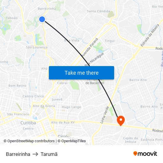 Barreirinha to Tarumã map