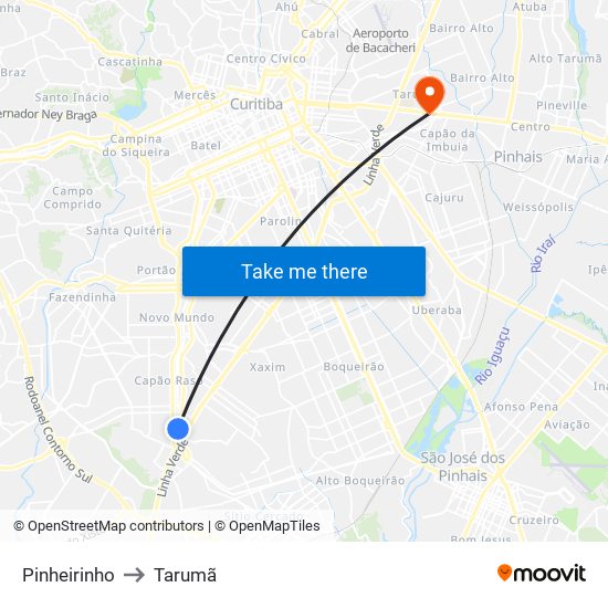 Pinheirinho to Tarumã map