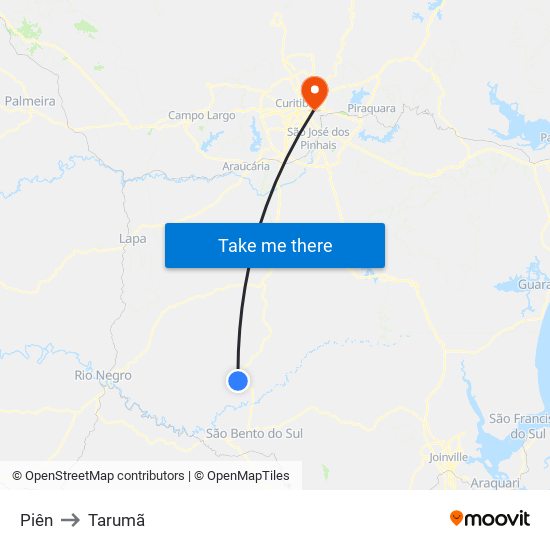 Piên to Tarumã map