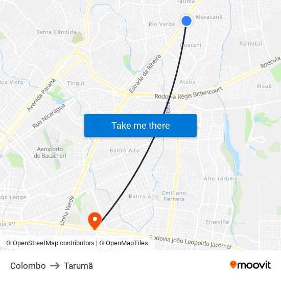 Colombo to Tarumã map