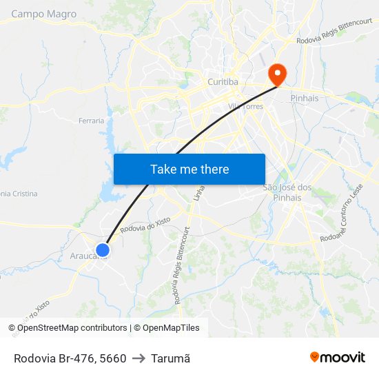 Rodovia Br-476, 5660 to Tarumã map