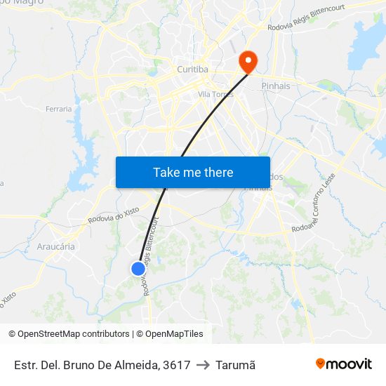 Estr. Del. Bruno De Almeida, 3617 to Tarumã map