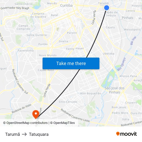 Tarumã to Tatuquara map