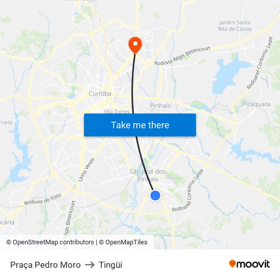 Praça Pedro Moro to Tingüi map