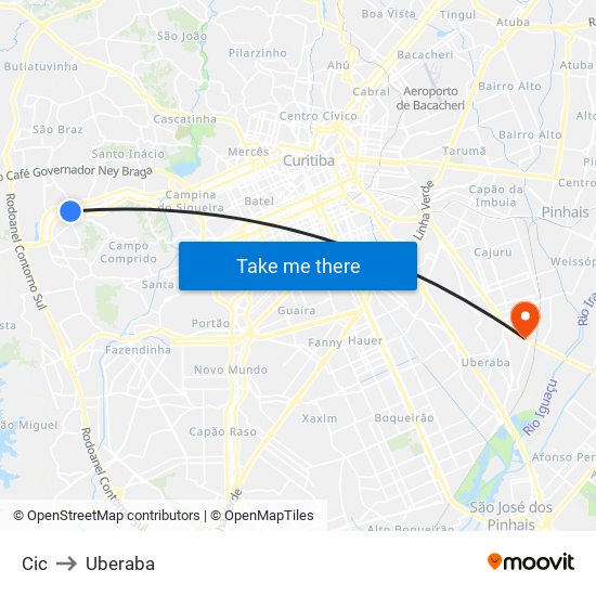 Cic to Uberaba map