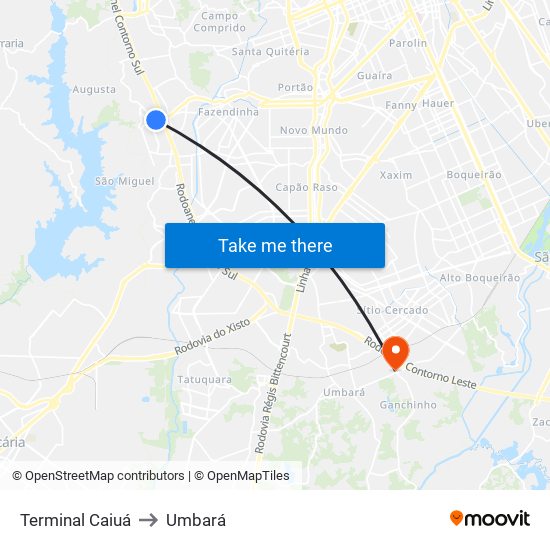 Terminal Caiuá to Umbará map