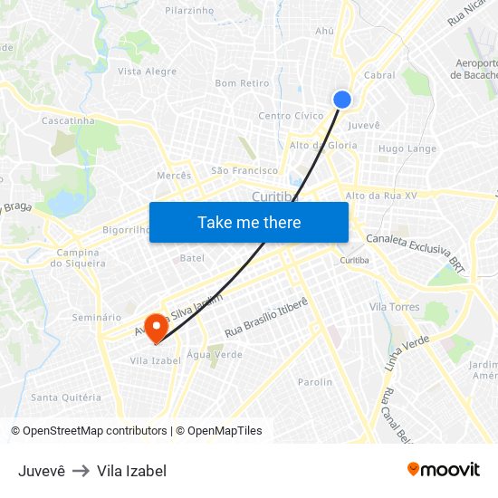 Juvevê to Vila Izabel map