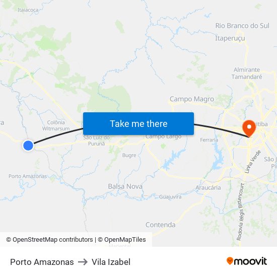 Porto Amazonas to Vila Izabel map