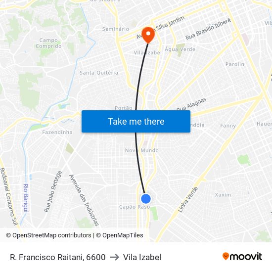 R. Francisco Raitani, 6600 to Vila Izabel map