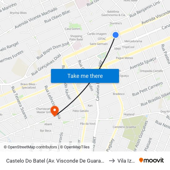 Castelo Do Batel (Av. Visconde De Guarapuava, 4610) to Vila Izabel map