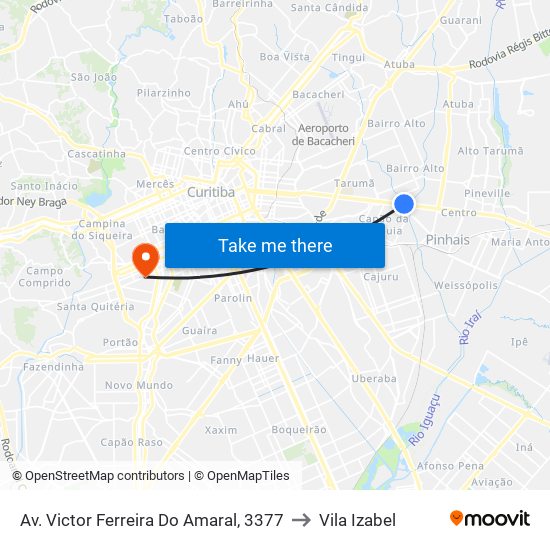 Av. Victor Ferreira Do Amaral, 3377 to Vila Izabel map
