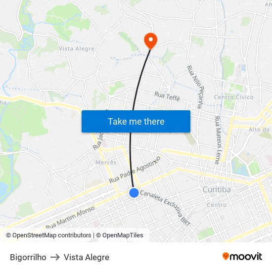 Bigorrilho to Vista Alegre map
