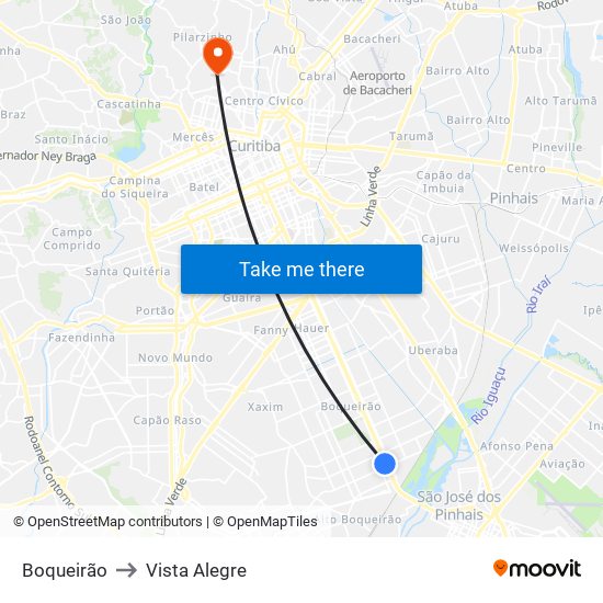 Boqueirão to Vista Alegre map