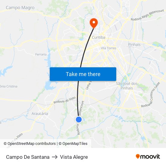Campo De Santana to Vista Alegre map