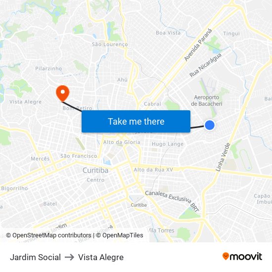 Jardim Social to Vista Alegre map