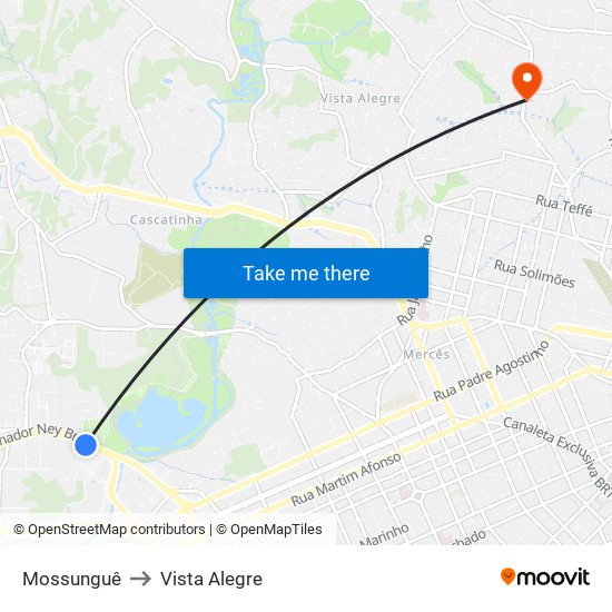 Mossunguê to Vista Alegre map