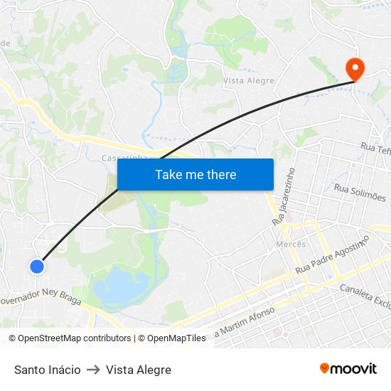 Santo Inácio to Vista Alegre map