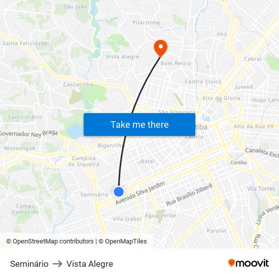 Seminário to Vista Alegre map