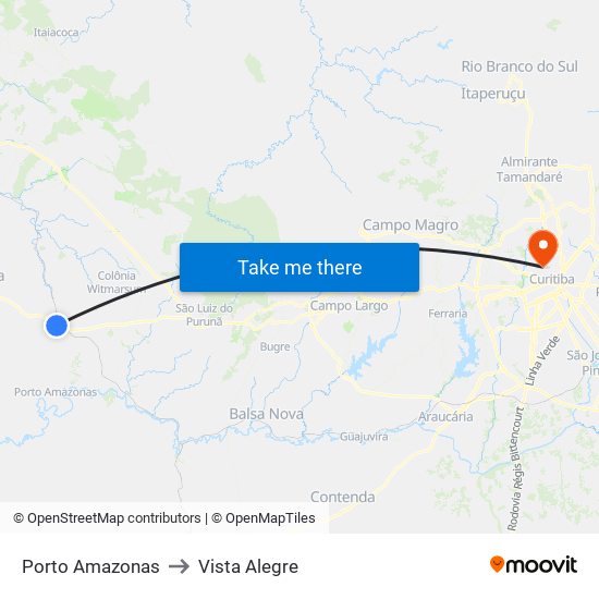 Porto Amazonas to Vista Alegre map