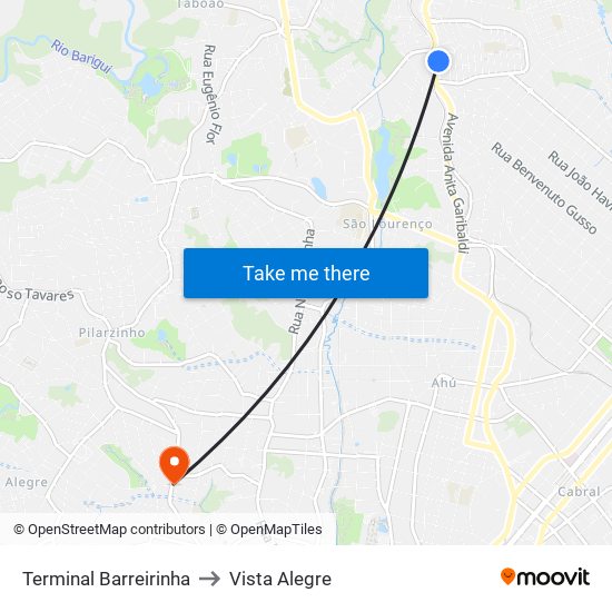 Terminal Barreirinha to Vista Alegre map