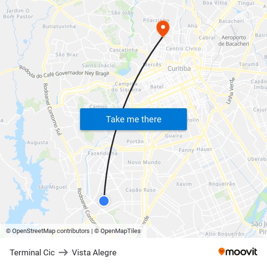 Terminal Cic to Vista Alegre map