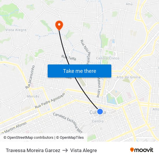 Travessa Moreira Garcez to Vista Alegre map