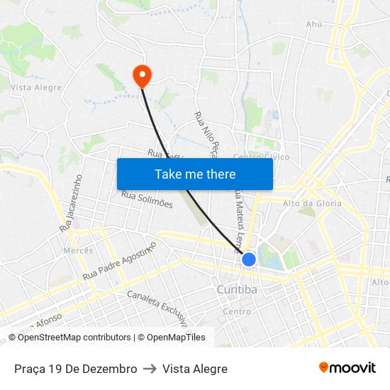 Praça 19 De Dezembro to Vista Alegre map