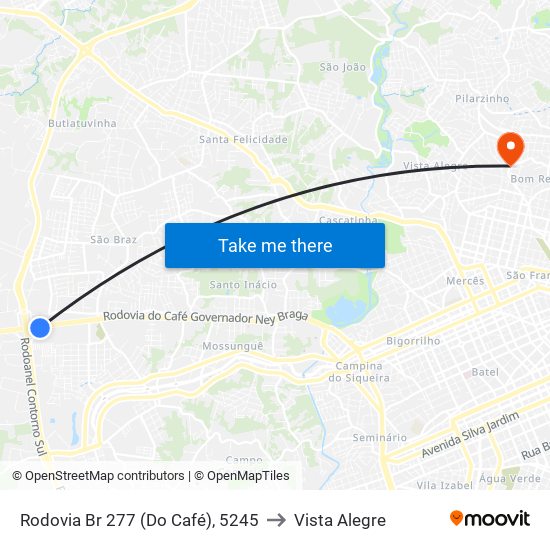 Rodovia Br 277 (Do Café), 5245 to Vista Alegre map