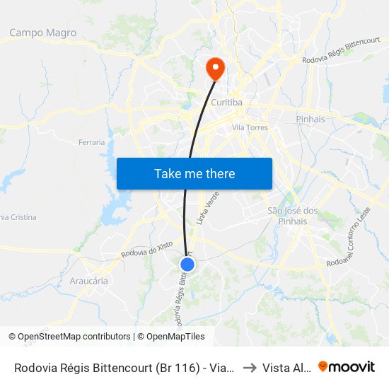 Rodovia Régis Bittencourt (Br 116) - Viaduto Pompéia to Vista Alegre map